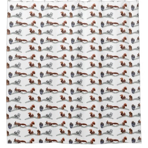 Squirrel Frenzy Shower Curtain choose colour