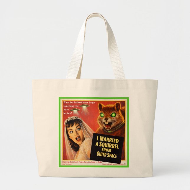 Squirrel from Outer Space Large Tote Bag (Front)