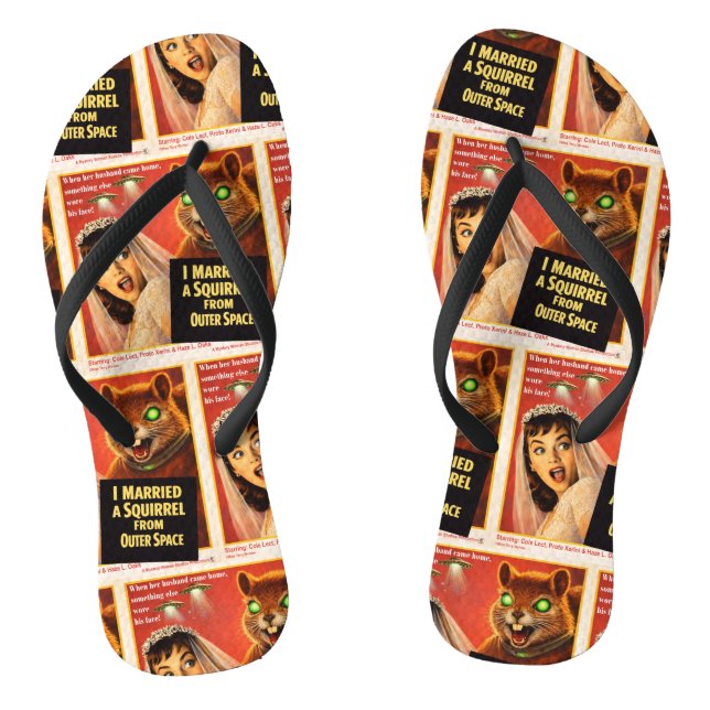 Squirrel from Outer Space Parody Flip Flops (Footbed)