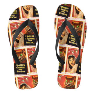 Squirrel from Outer Space Parody Flip Flops