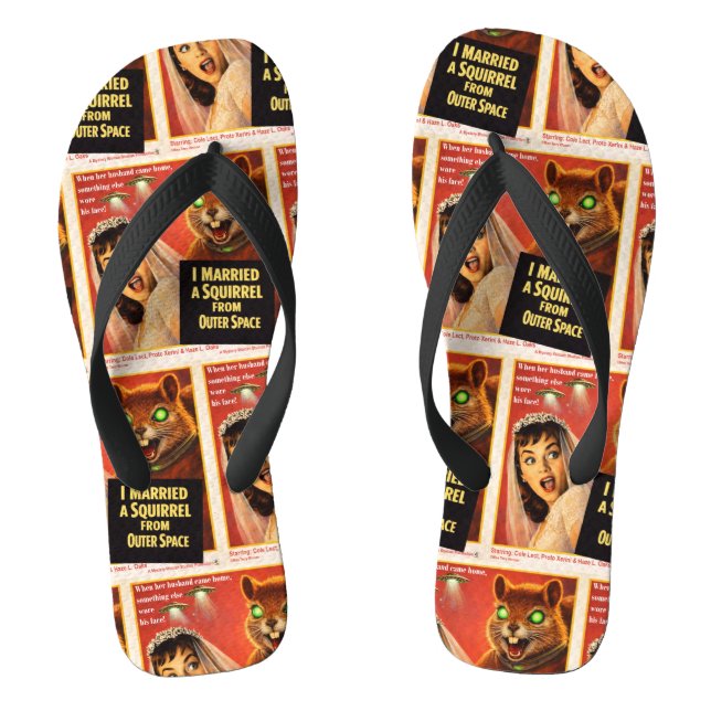 Squirrel from Outer Space Parody Flip Flops (Footbed)