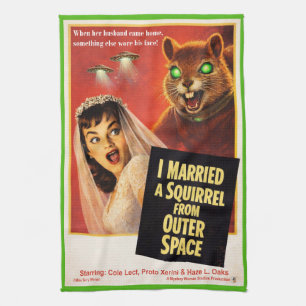Squirrel from Outer Space Parody Kitchen Towel