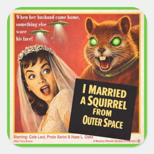 Squirrel from Outer Space Parody Square Sticker (Front)