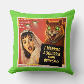 Squirrel from Outer Space Parody Throw Pillow