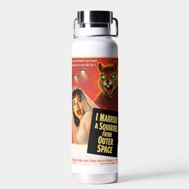 Squirrel from Outer Space Water Bottle (Back)