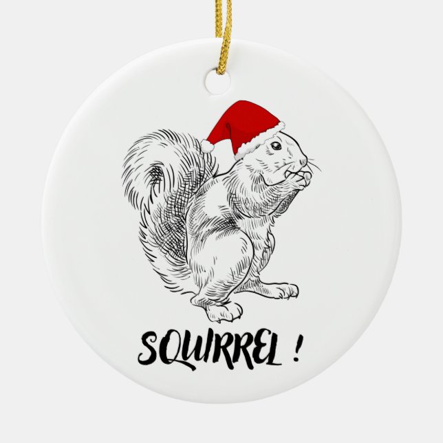 Squirrel - Funny Christmas design T-Shirt Ceramic Ornament (Front)
