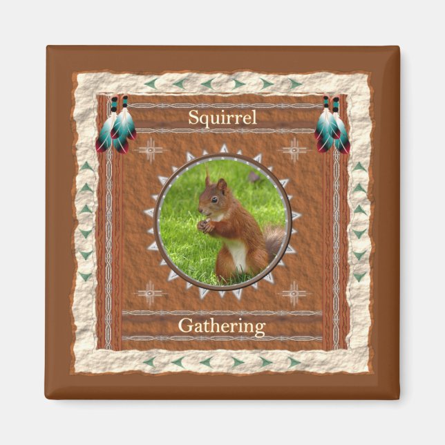 Squirrel Gathering Energy Magnet (Front)