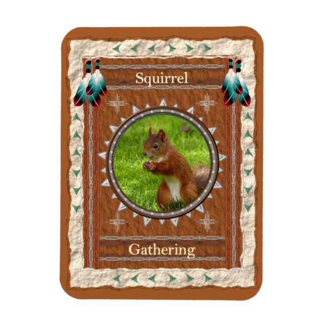 Squirrel Gathering Energy Magnet (Vertical)