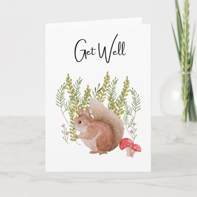 Squirrel Get Well Greeting Card Blank Inside (Front)