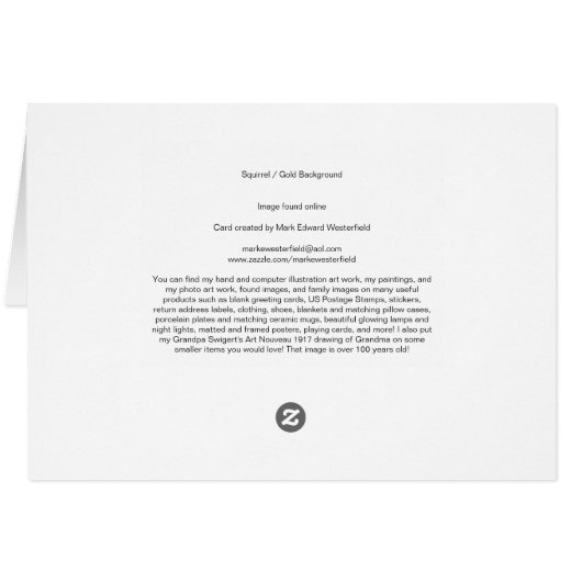 Squirrel / Gold Background (Back Horizontal)