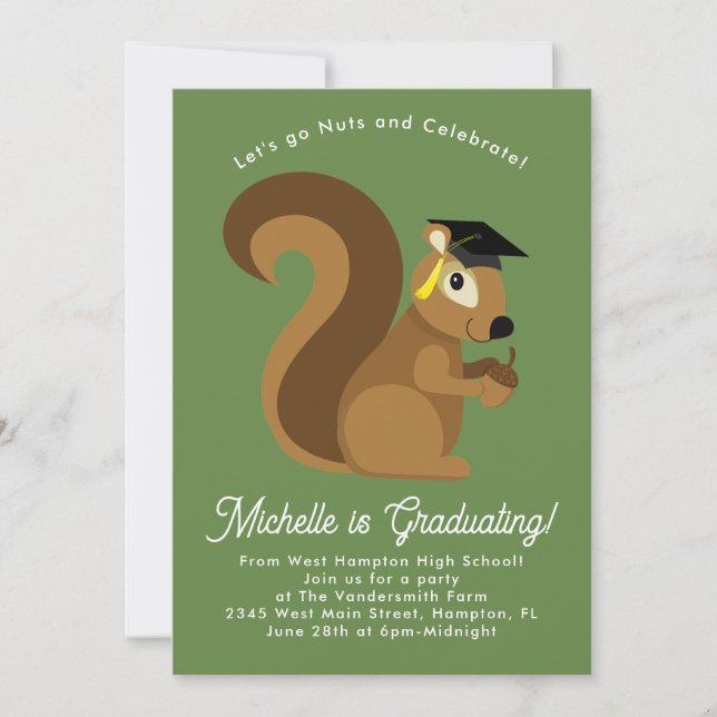 Squirrel Graduation Party Invitation (Front)