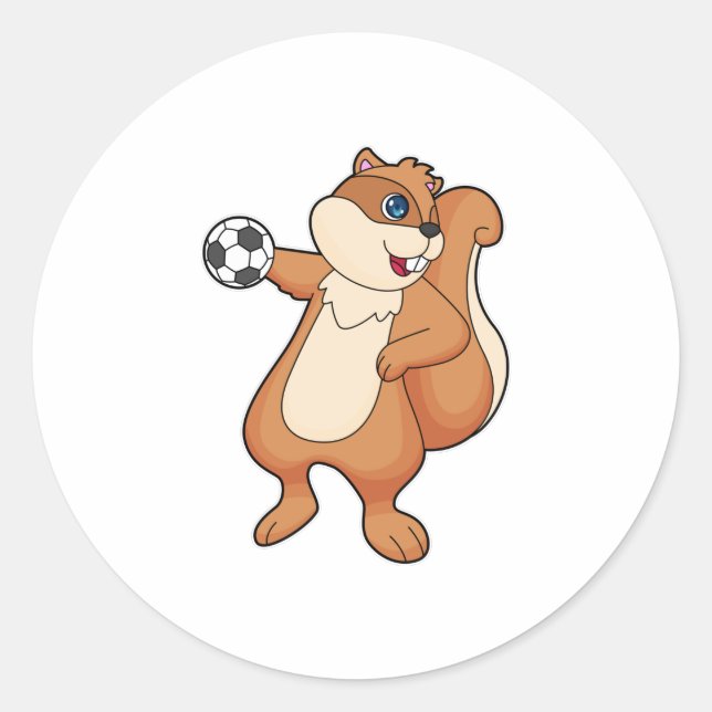 Squirrel Handball player Handball Classic Round Sticker (Front)
