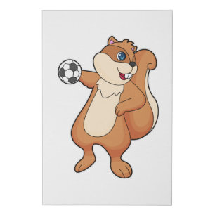 Squirrel Handball player Handball Faux Canvas Print