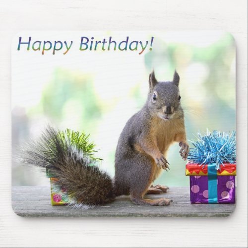 Squirrel Happy Birthday Mouse Pad