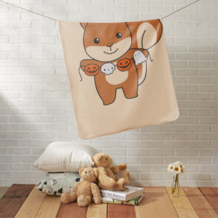 Squirrel Happy Halloween Pumpkin Costume Baby Blan Blanket