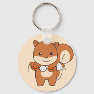 Squirrel Happy Halloween Pumpkin Costume Keychain