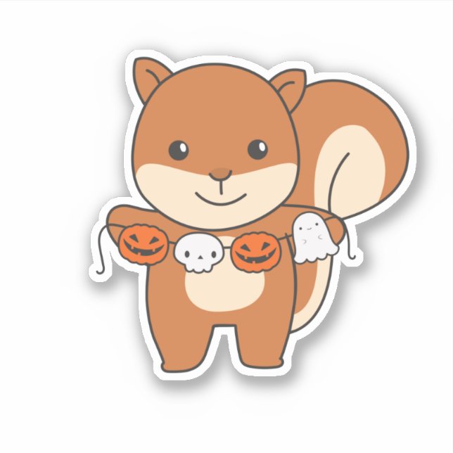 Squirrel Happy Halloween Pumpkin Costume Sticker (Front)