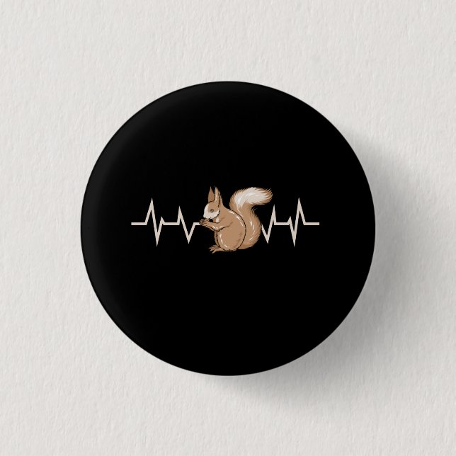 Squirrel Heartbeat Squirrel Lover Button (Front)