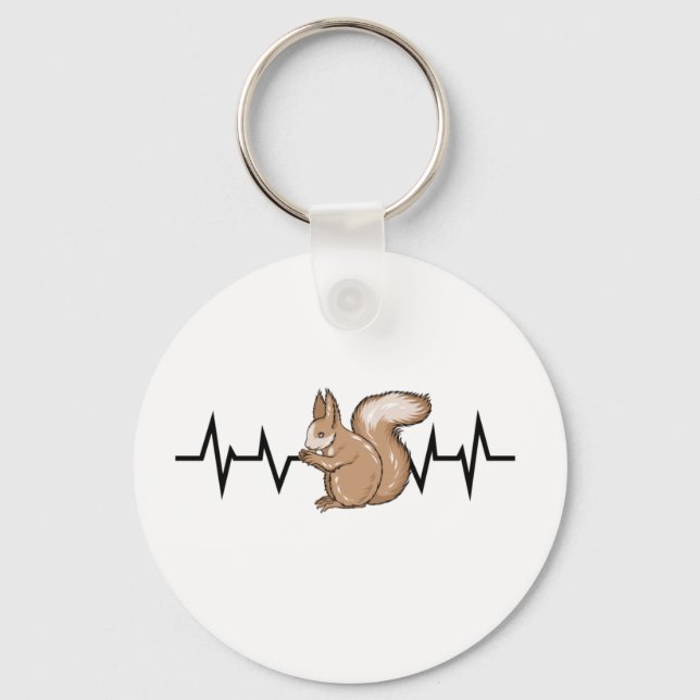 Squirrel Heartbeat Squirrel Lover Keychain (Front)