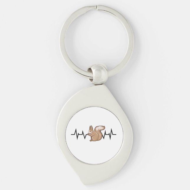 Squirrel Heartbeat Squirrel Lover Keychain (Front)