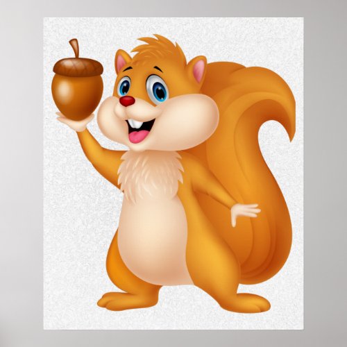 Squirrel Holding Acorn Poster