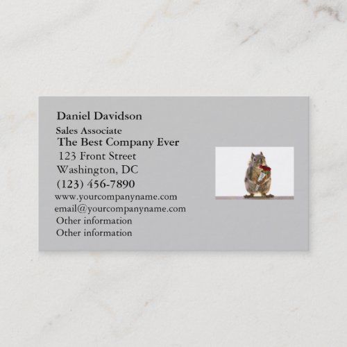 Squirrel Holding Red Rose Bouquet Business Card Templates