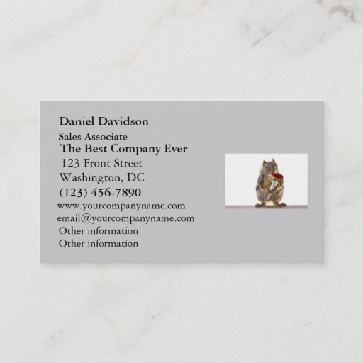 Customizable Squirrel Holding Red Rose Bouquet Business Card Templates