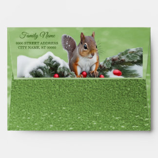Squirrel Holiday Christmas Envelope