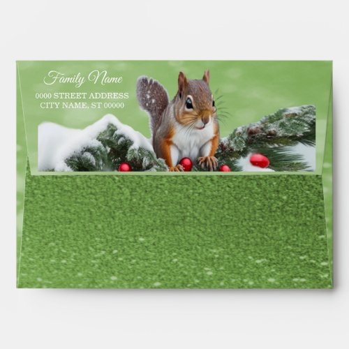 Squirrel Holiday Christmas Envelope