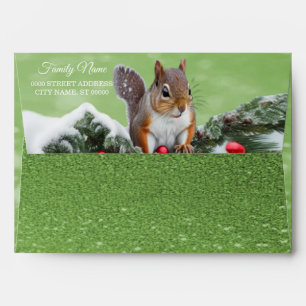 Squirrel Holiday Christmas Envelope