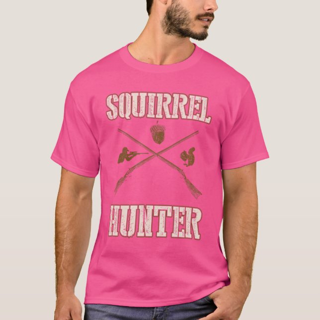 Squirrel Hunter Gun Rifle Shotgun Acorn T Shirt (Front)