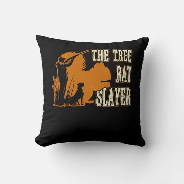 Squirrel Hunter The Tree Rat Slayer Retro Squirrel Throw Pillow (Front)