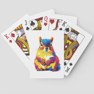 Squirrel Illustration Watercolour Art Painting Poker Cards
