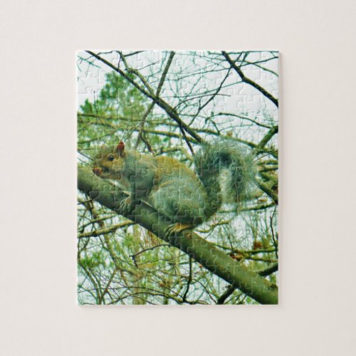 Squirrel in a Light Blue Mist Jigsaw Puzzle