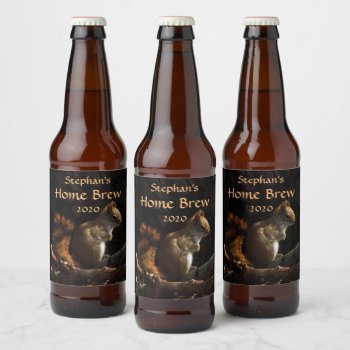 Squirrel In A Patch Of Sunlight Beer Label by Bebops at Zazzle