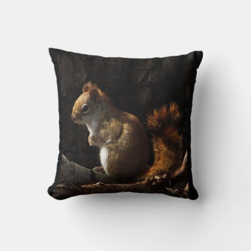 Squirrel in a Patch of Sunlight Throw Pillow