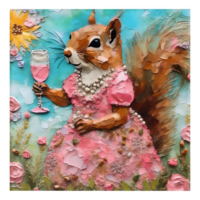 Squirrel in a Pink Dress Acrylic Print (Front)