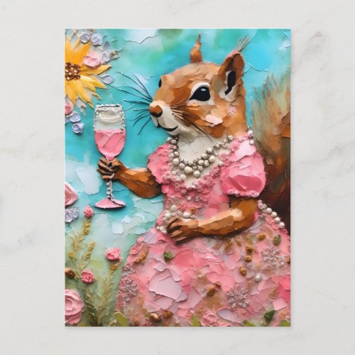 Squirrel in a Pink Dress Postcard