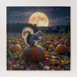 Squirrel in a Pumpkin Patch Jigsaw Puzzle