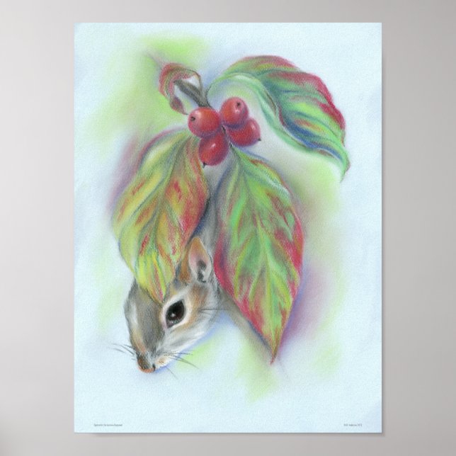 Squirrel in Autumn Dogwood Leaves Poster (Front)