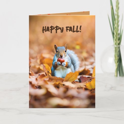 Squirrel In Autumn Woods Card
