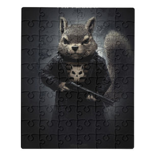 Squirrel in Black Trench Coat Out for Justice Jigsaw Puzzle