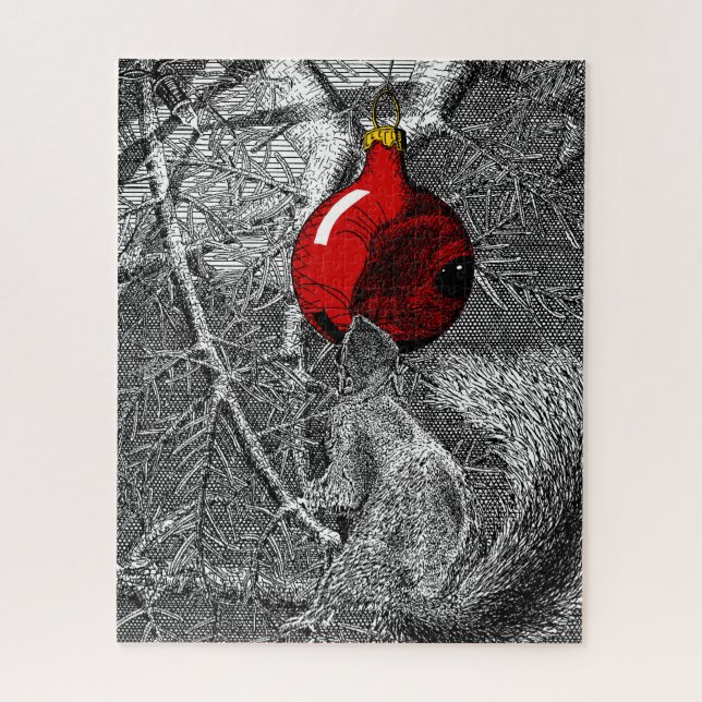Squirrel in Christmas Tree 520 pc Puzzle (Vertical)