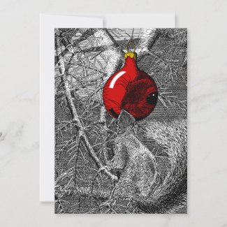 Squirrel in Christmas Tree Invitation
