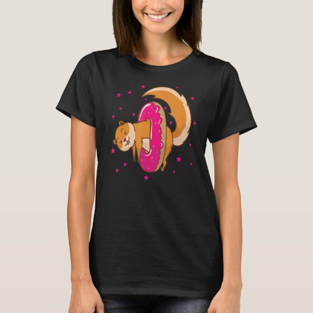 Squirrel in Donut Tree Rodent Nut T-Shirt (Front)