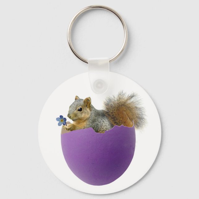Squirrel in Eggshell Keychain (Front)