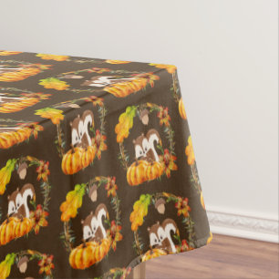 Squirrel in Floral Wreath Fall Rustic Pattern Tablecloth