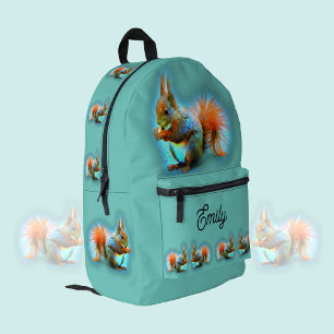 Squirrel in modern style, cute personalizable printed backpack