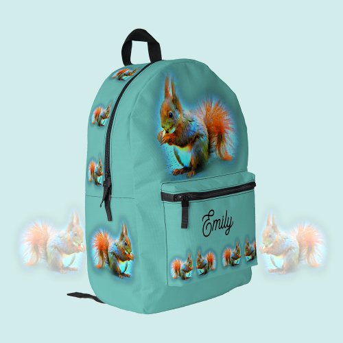 Squirrel in modern style cute personalizable  printed backpack