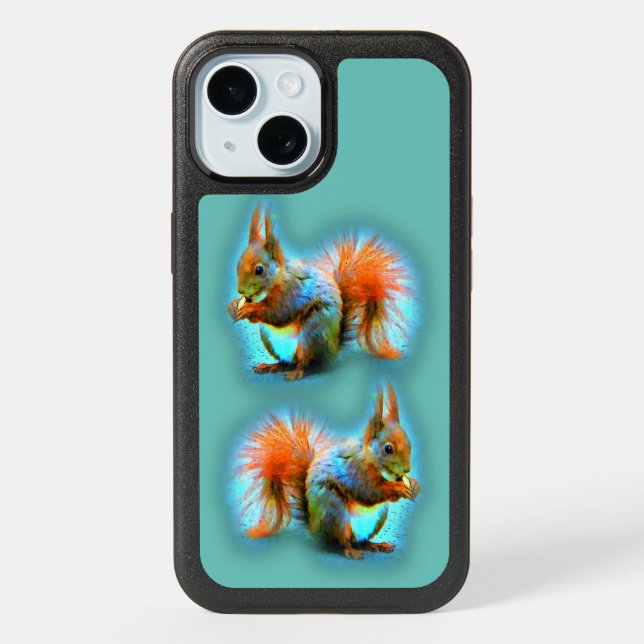 Squirrel in modern style iPhone 15 case (Back)